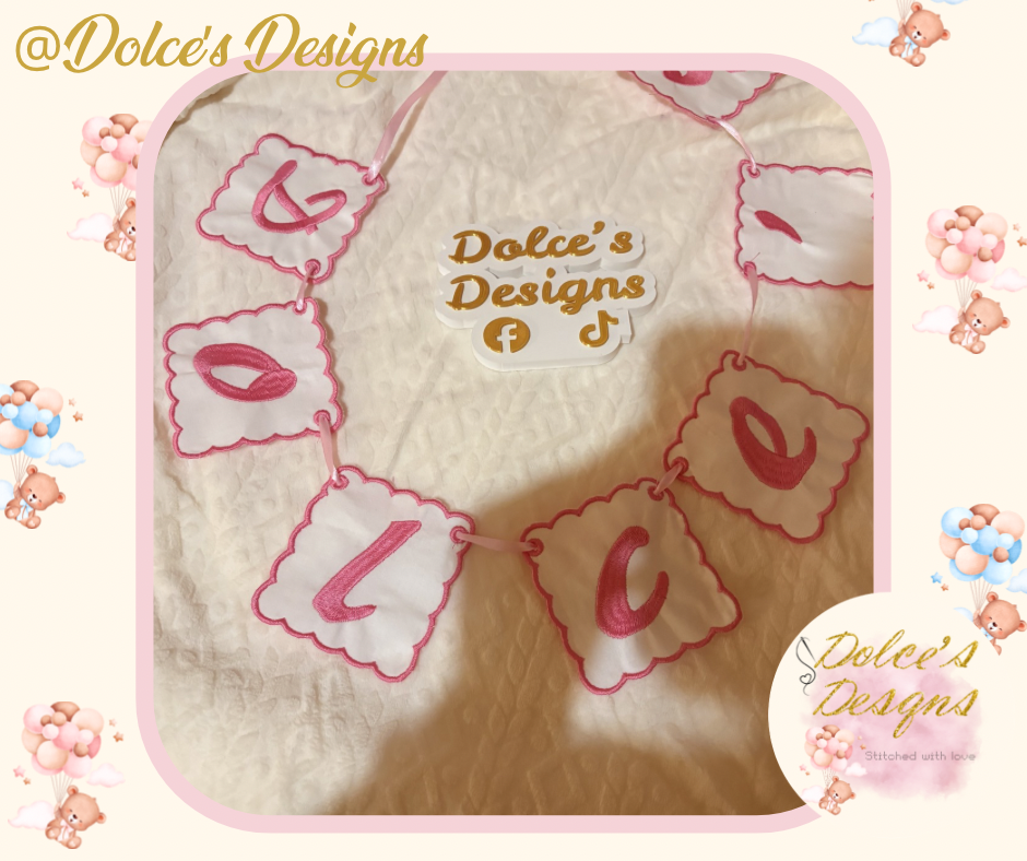 🎀 Personalised Embroidered Name Bunting