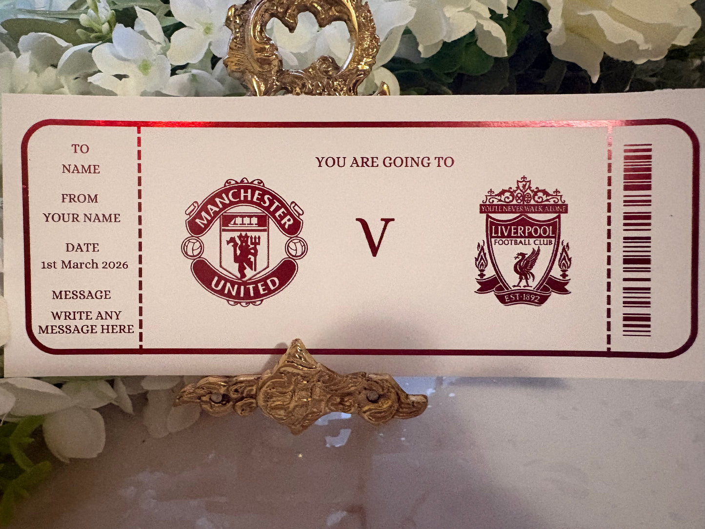Personalised Football Match Foil Ticke