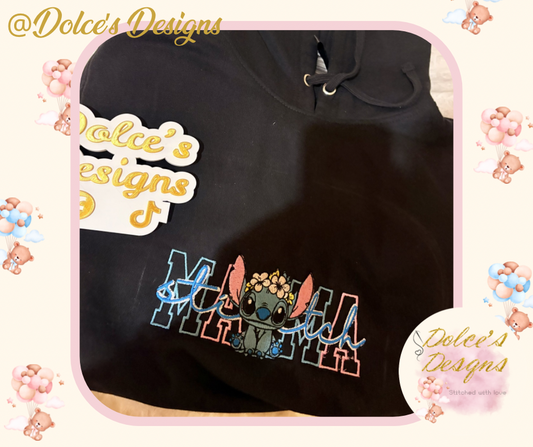 💙 Personalised Stitch Mama Hoodie | Embroidered Mum Sweatshirt