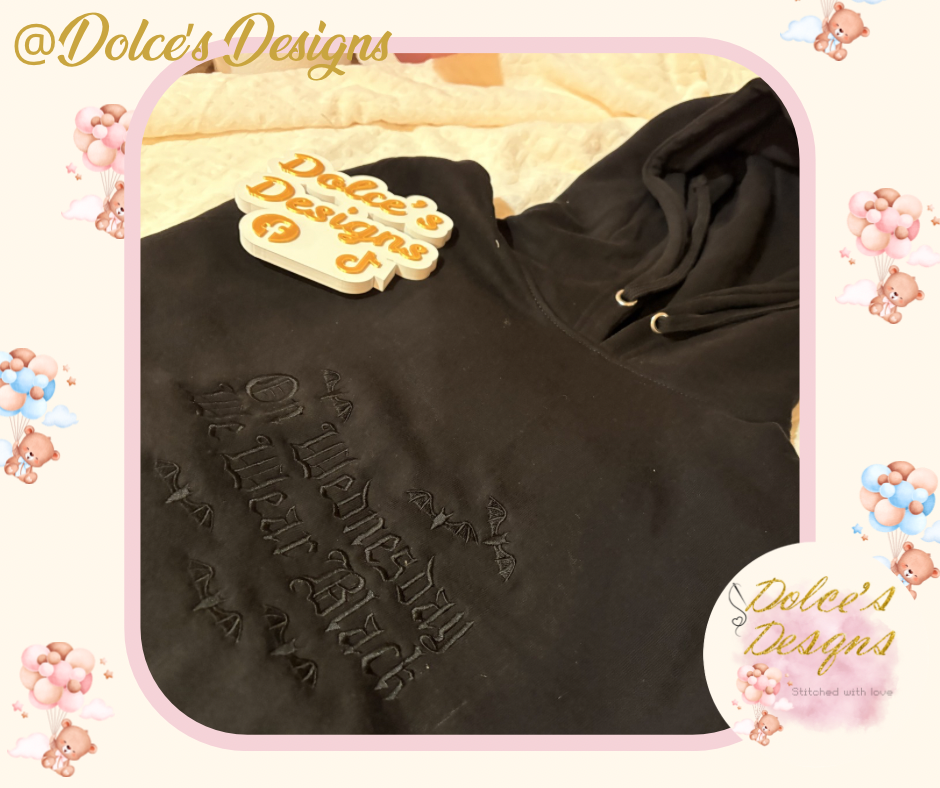 🖤 On Wednesdays We Wear Black Hoodie | Embroidered Mum Sweatshirt