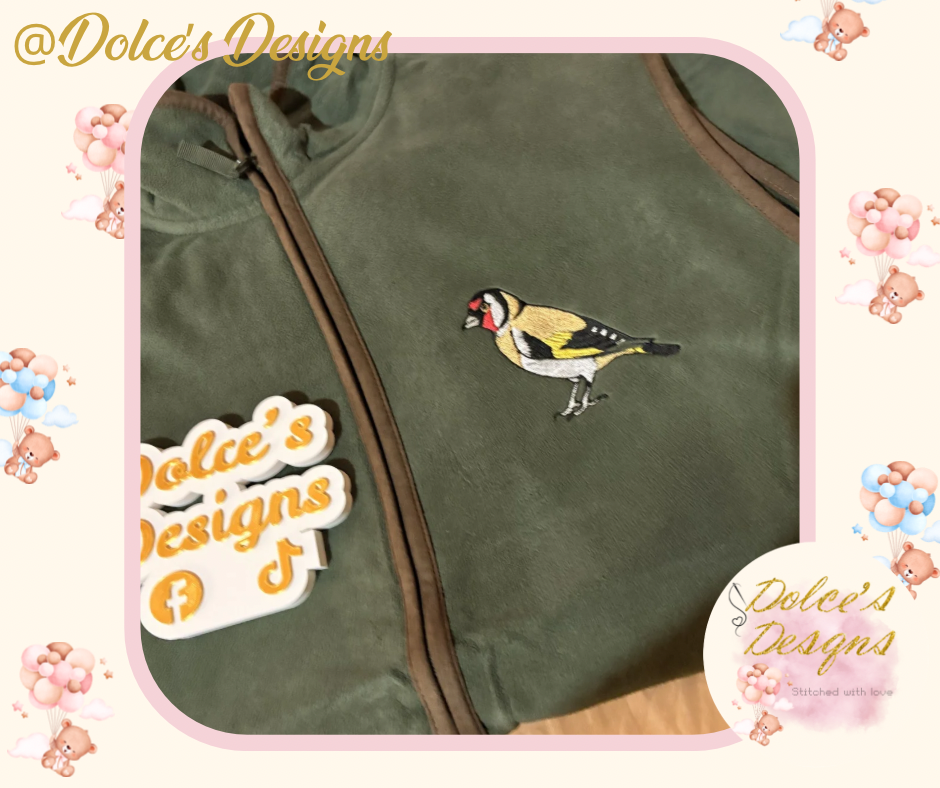 🐦 Embroidered Goldfinch Body Warmer | Personalised Men’s Gilet