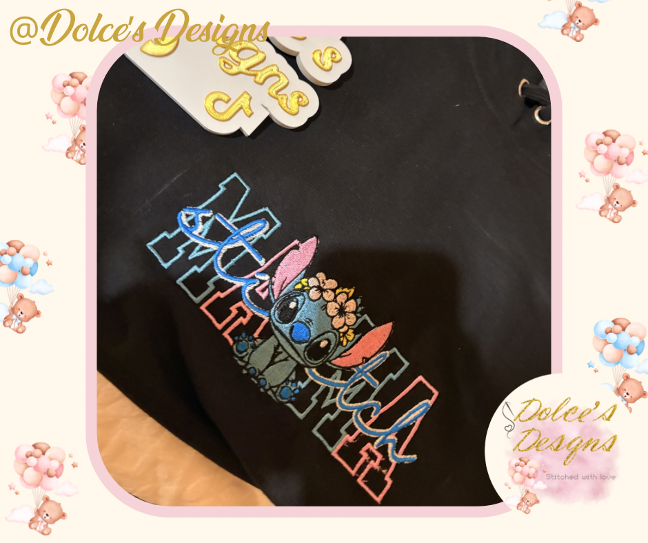 💙 Personalised Stitch Mama Hoodie | Embroidered Mum Sweatshirt