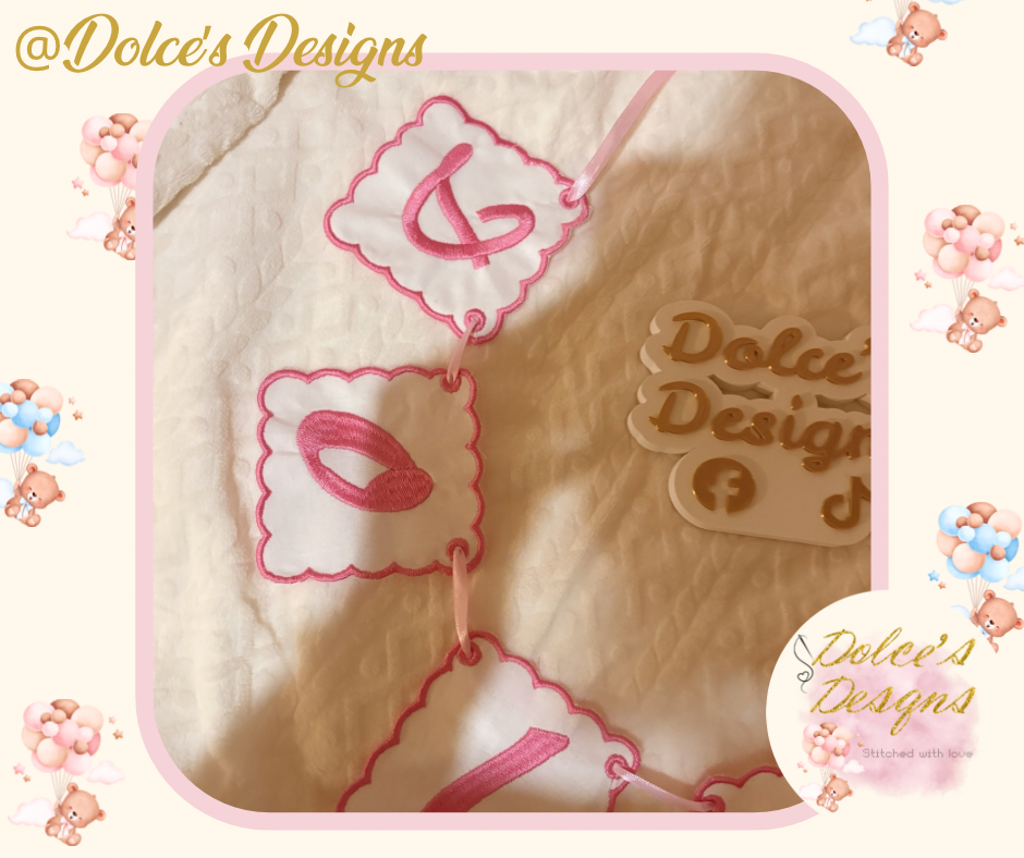 🎀 Personalised Embroidered Name Bunting