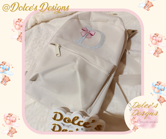 🎀 Personalised Initial Rucksack with Bow Design