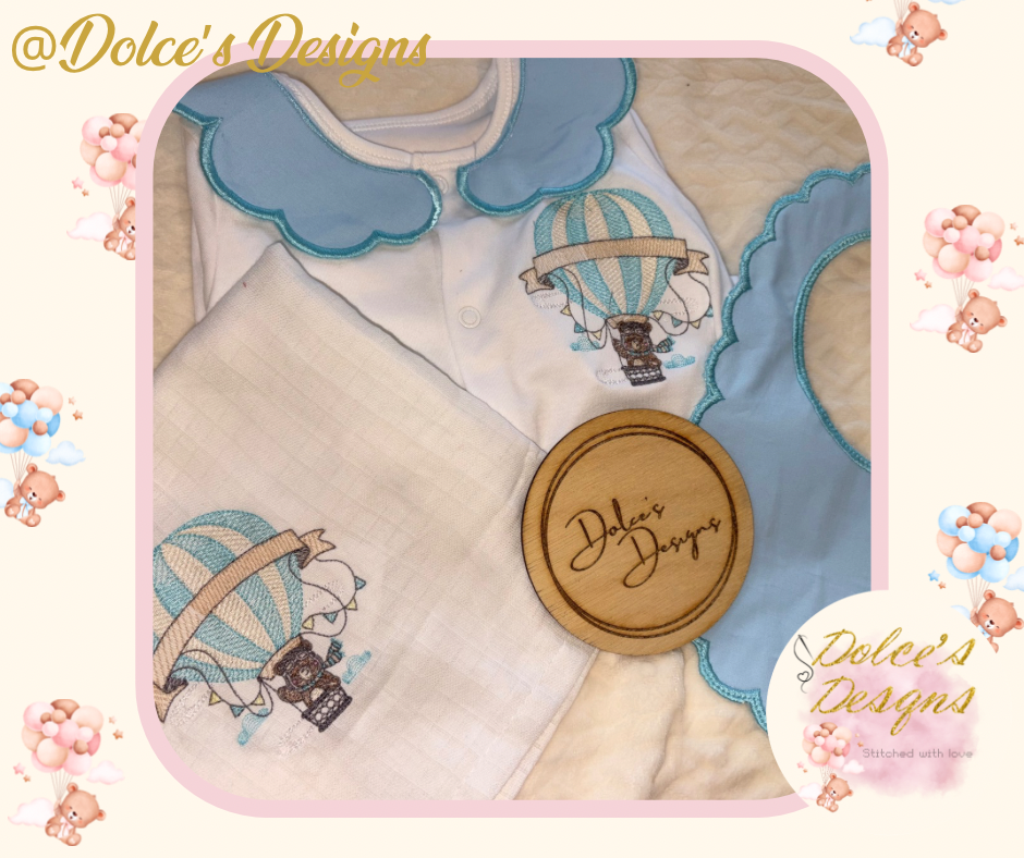 Baby Blue Hot Air Balloon 3pc Set
