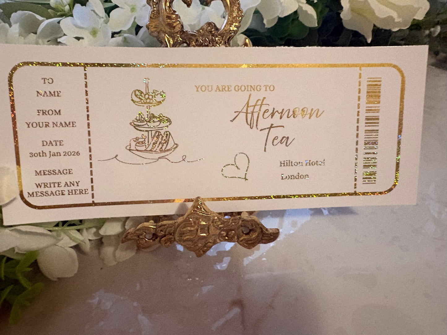 Personalised Afternoon Tea Foil Ticket 🫖✨