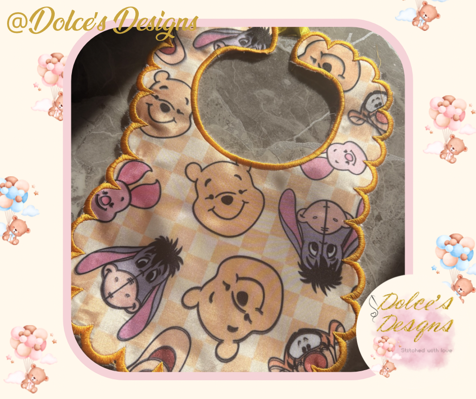 Winnie the Pooh Inspired Handmade Baby Bib