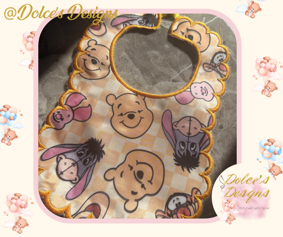 Winnie the Pooh Inspired Handmade Baby Bib