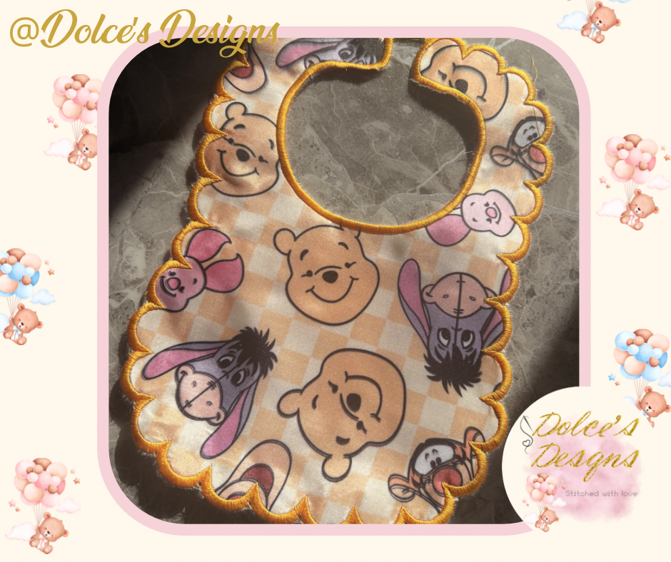 Winnie the Pooh Inspired Handmade Baby Bib