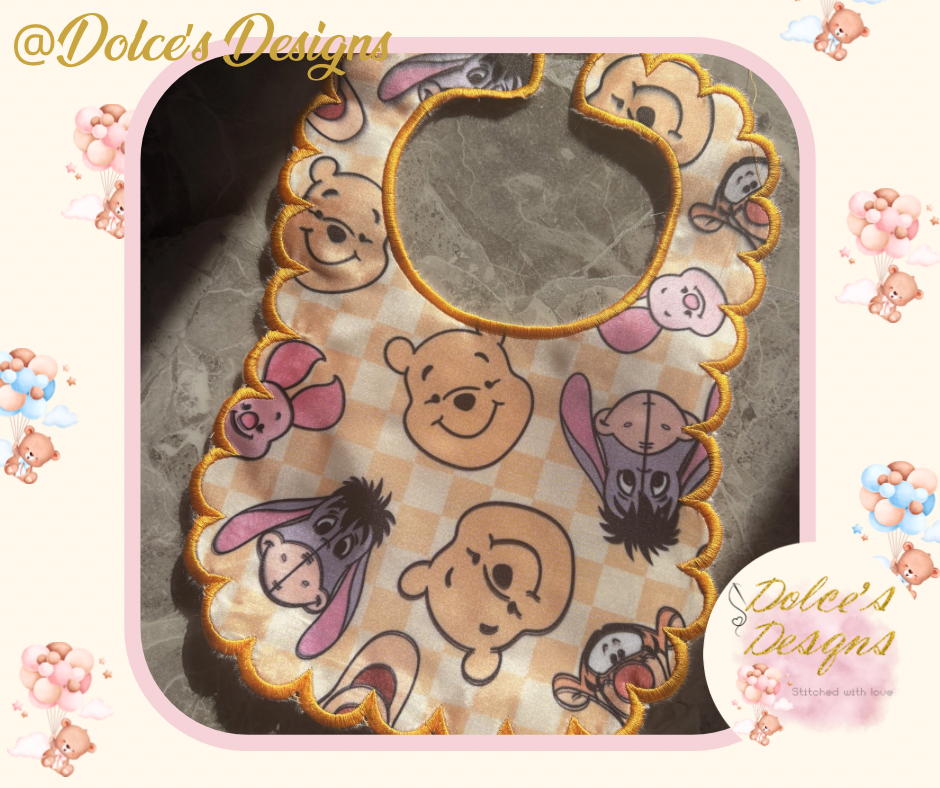 Winnie the Pooh Inspired Handmade Baby Bib