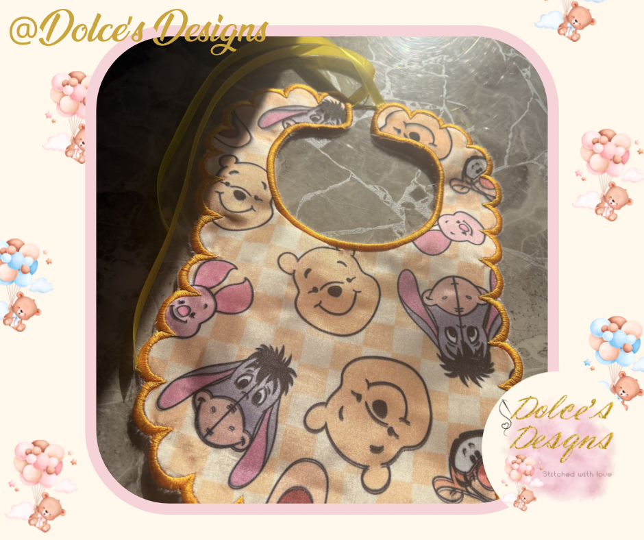 Winnie the Pooh Inspired Handmade Baby Bib