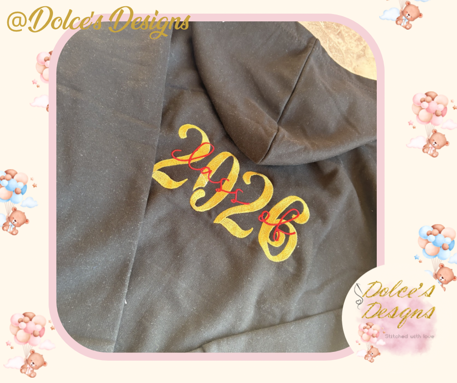 Leavers Hoodie – Scroll Class of 26 -  Personalised Embroidered School Hoodie (Copy)