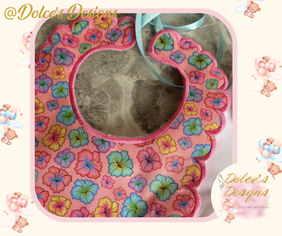 Personalised Tropical Baby Set 2 Piece | Printed Floral Bib & Babygrow with Collar | Custom Name Baby Outfit | Handmade UK