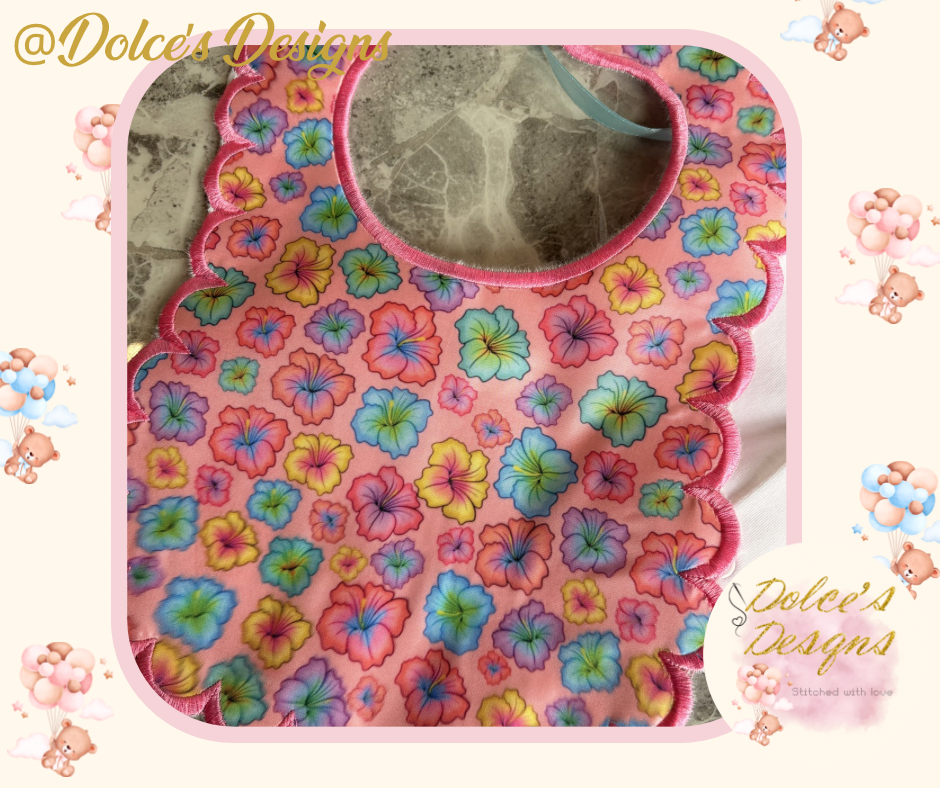 Personalised Tropical Baby Set 2 Piece | Printed Floral Bib & Babygrow with Collar | Custom Name Baby Outfit | Handmade UK