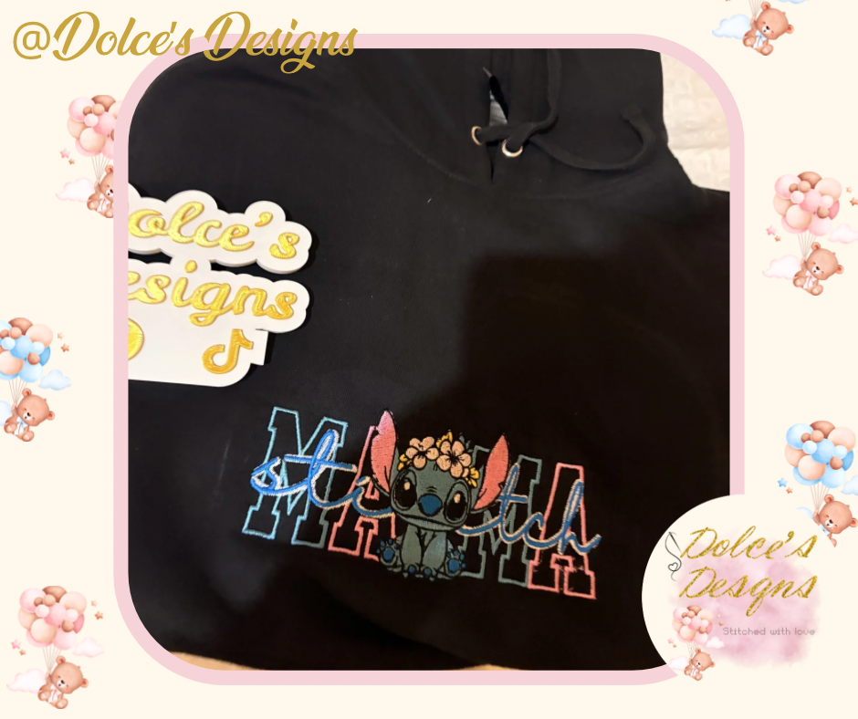 💙 Personalised Stitch Mama Hoodie | Embroidered Mum Sweatshirt