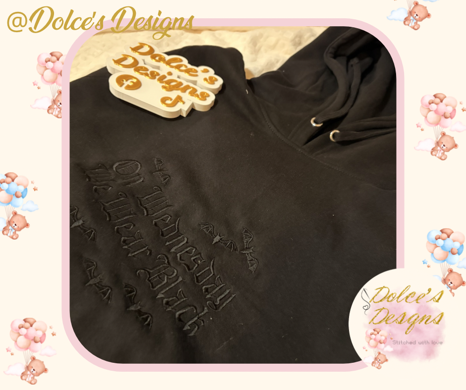 🖤 On Wednesdays We Wear Black Hoodie | Embroidered Mum Sweatshirt
