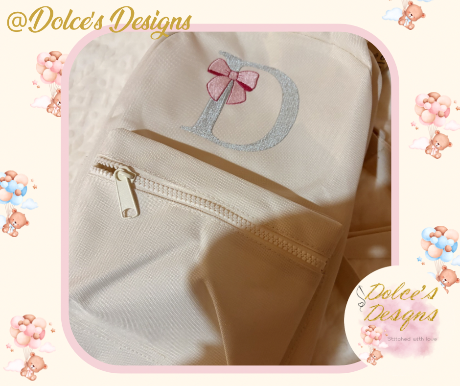 🎀 Personalised Initial Rucksack with Bow Design