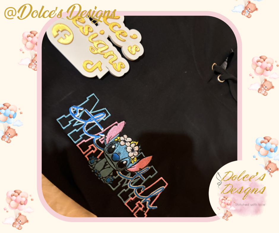 💙 Personalised Stitch Mama Hoodie | Embroidered Mum Sweatshirt