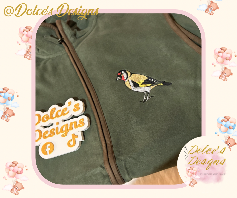 🐦 Embroidered Goldfinch Body Warmer | Personalised Men’s Gilet