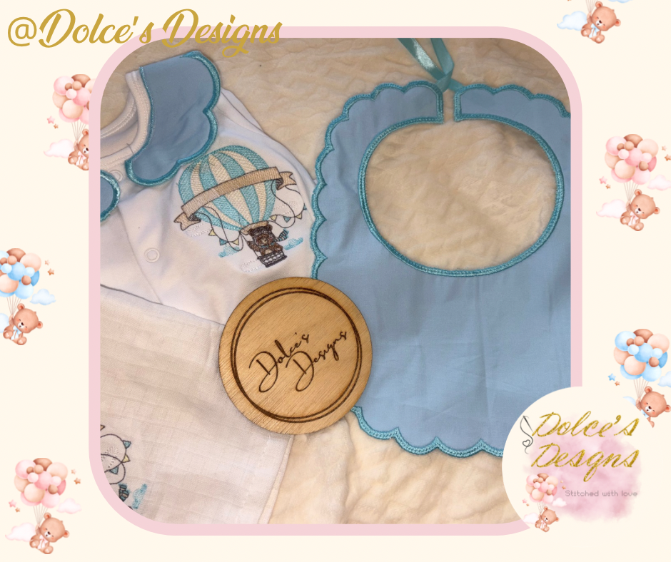 Baby Blue Hot Air Balloon 3pc Set