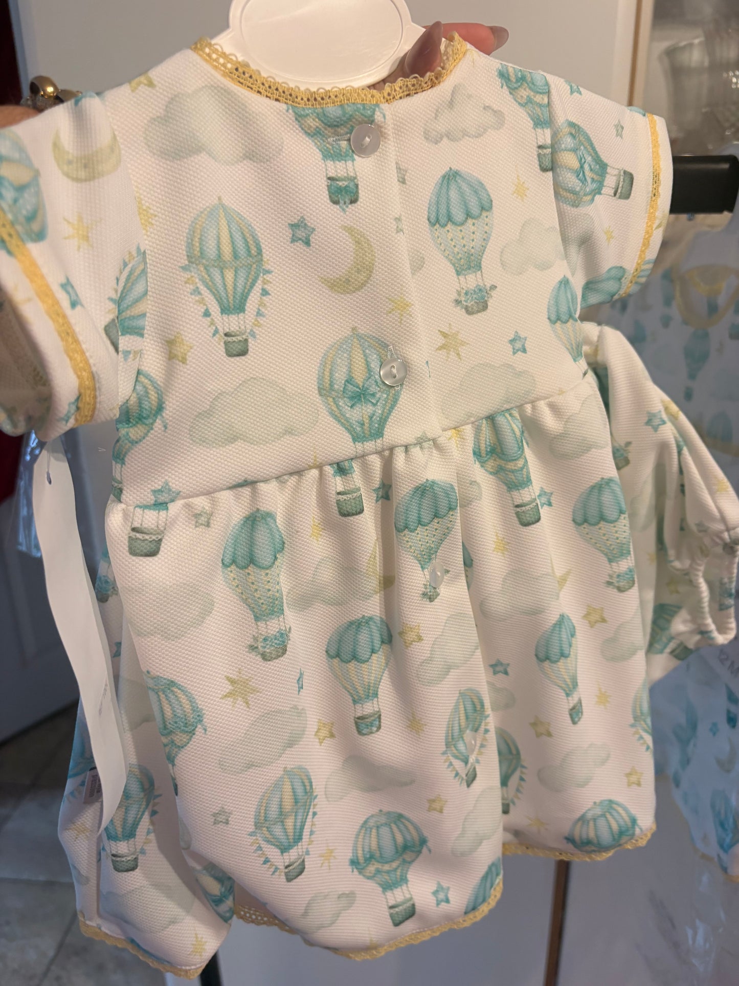 Spanish Boutique Baby Dress Set – Hot Air Balloon Print | Dress & Matching Knickers