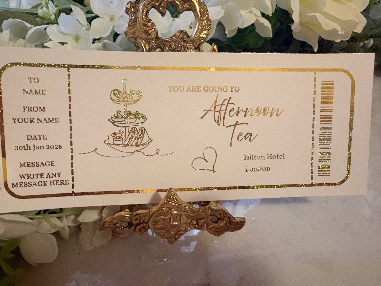 Personalised Afternoon Tea Foil Ticket 🫖✨