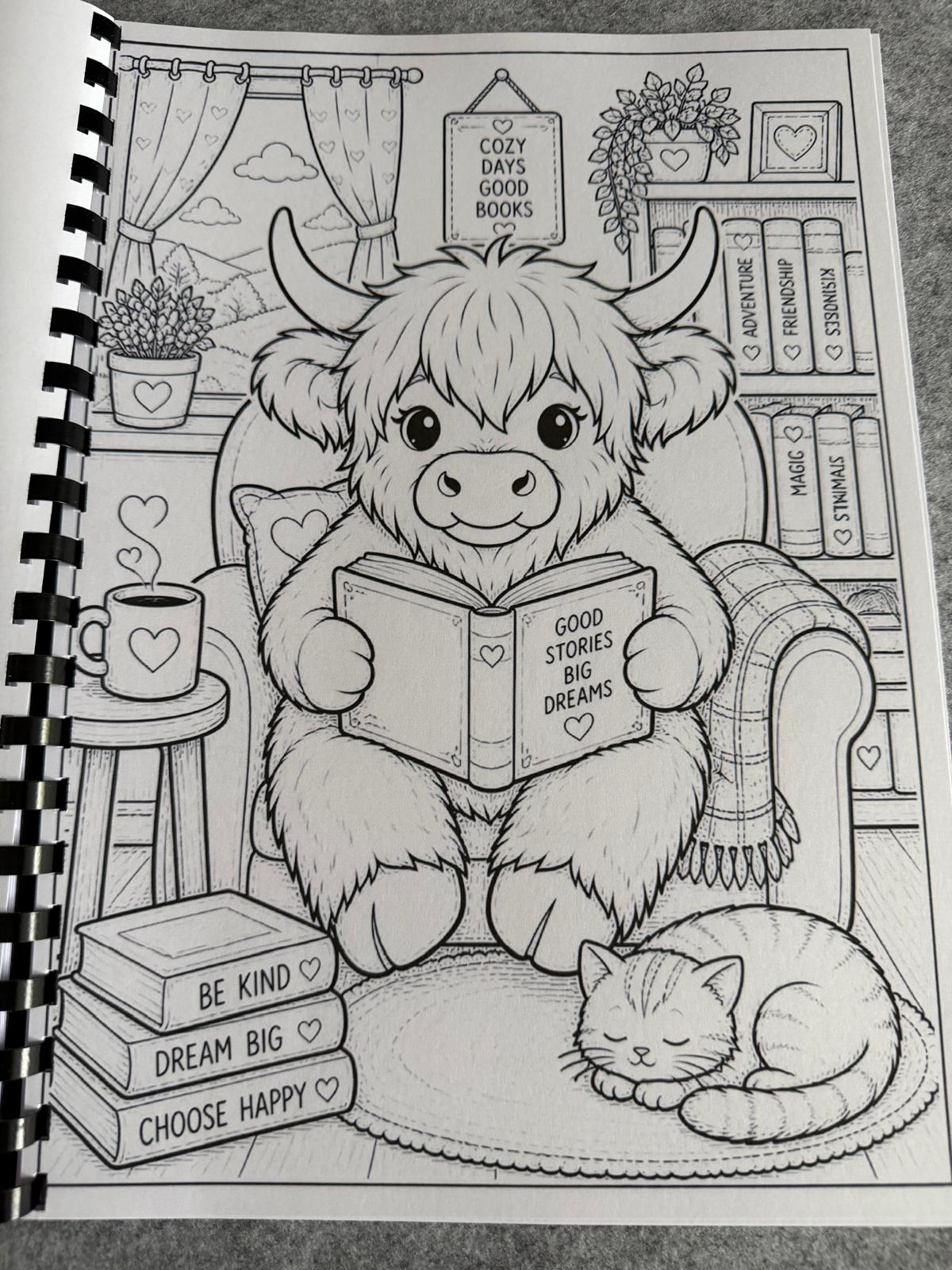 Cute Highland Cows Colouring Book – Adorable Highland Cow Colouring Book | 20+ Cute & Cosy Farm-Themed Colouring Pages