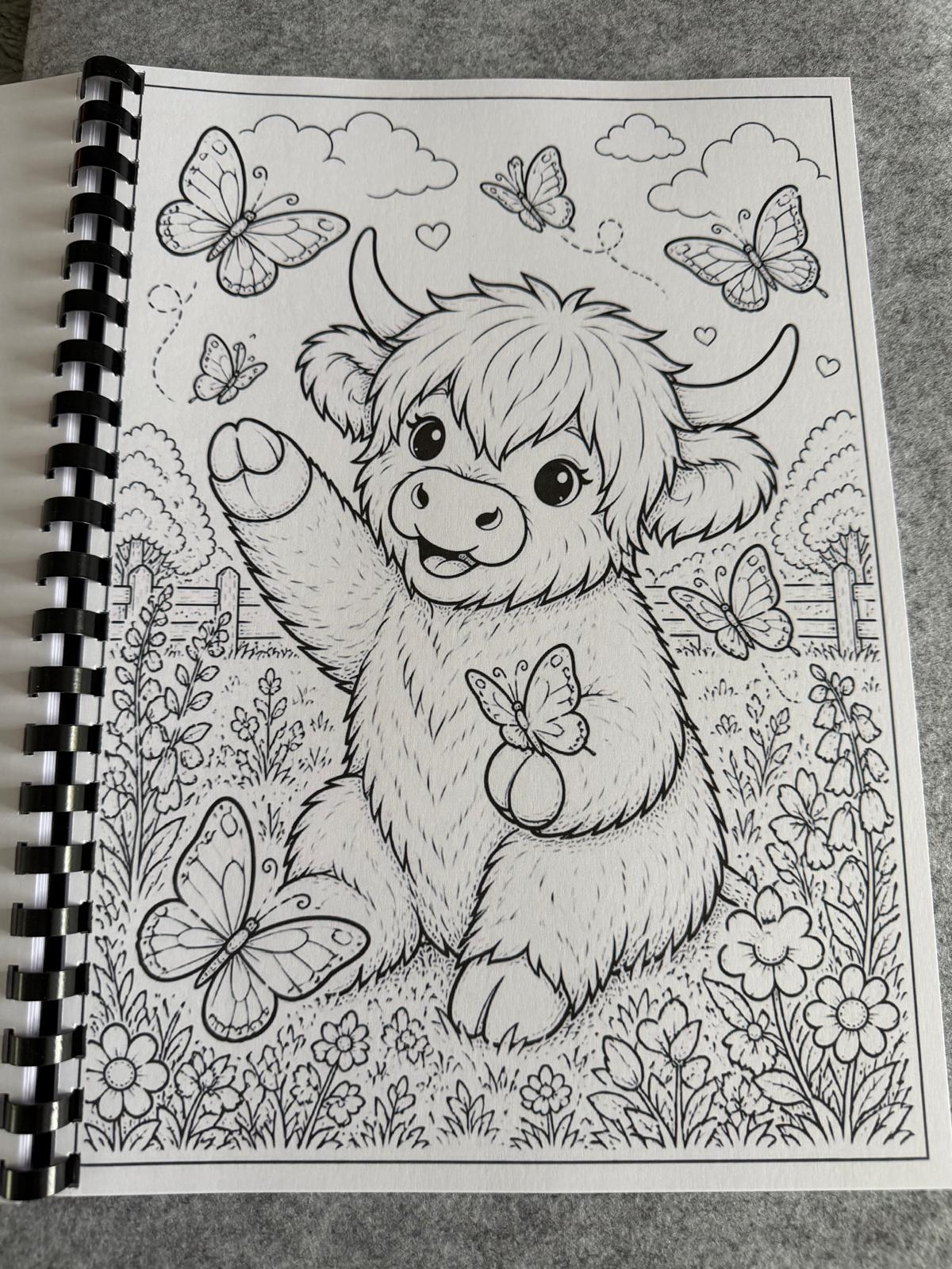 Cute Highland Cows Colouring Book – Adorable Highland Cow Colouring Book | 20+ Cute & Cosy Farm-Themed Colouring Pages