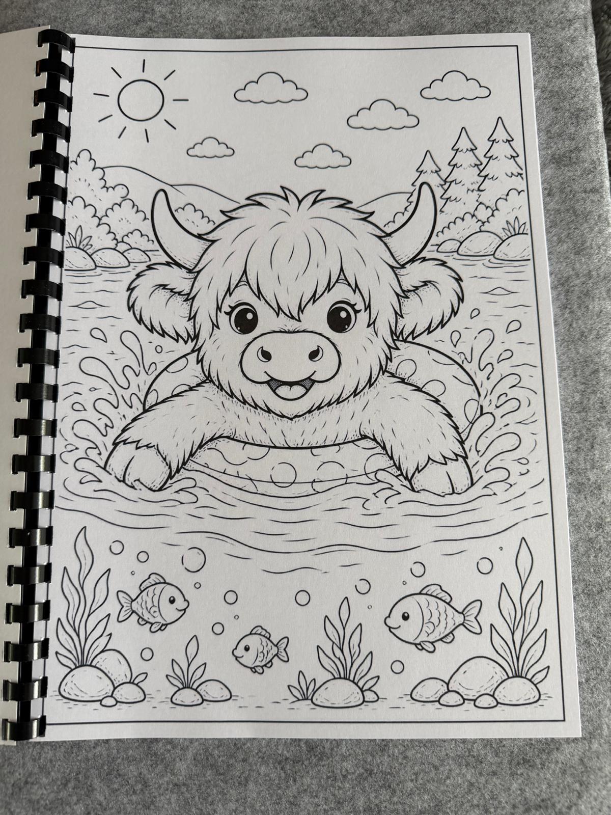 Cute Highland Cows Colouring Book – Adorable Highland Cow Colouring Book | 20+ Cute & Cosy Farm-Themed Colouring Pages