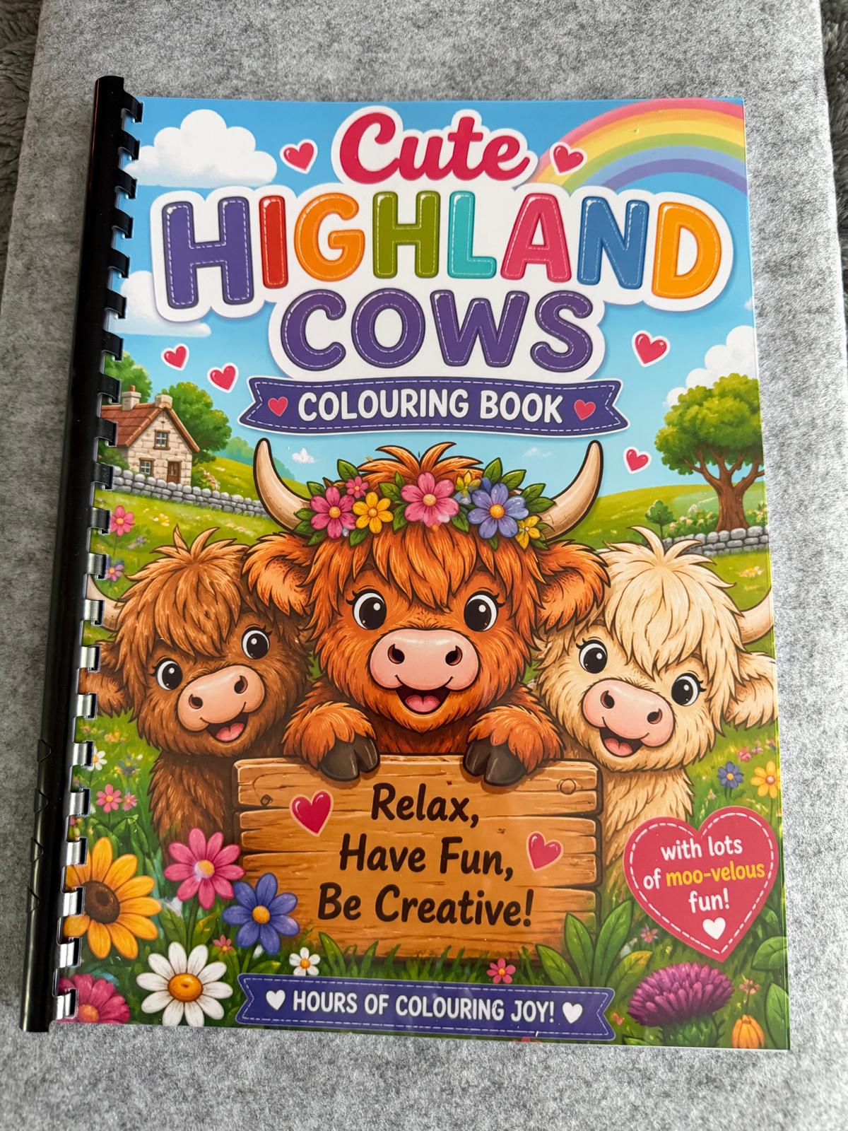Cute Highland Cows Colouring Book – Adorable Highland Cow Colouring Book | 20+ Cute & Cosy Farm-Themed Colouring Pages