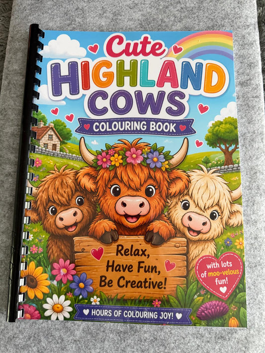 Cute Highland Cows Colouring Book – Adorable Highland Cow Colouring Book | 20+ Cute & Cosy Farm-Themed Colouring Pages