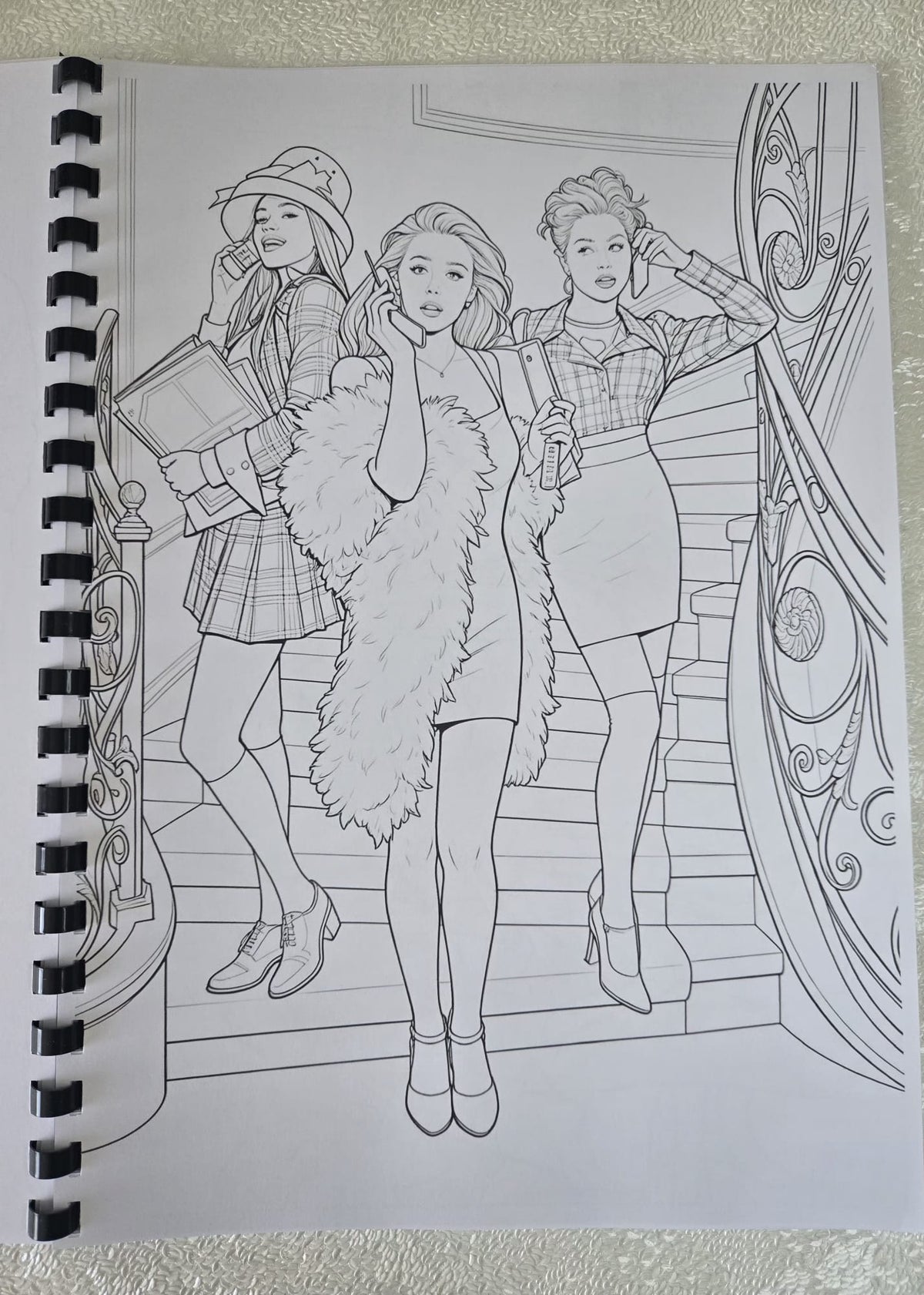 Clueless colouring book staircase scene
