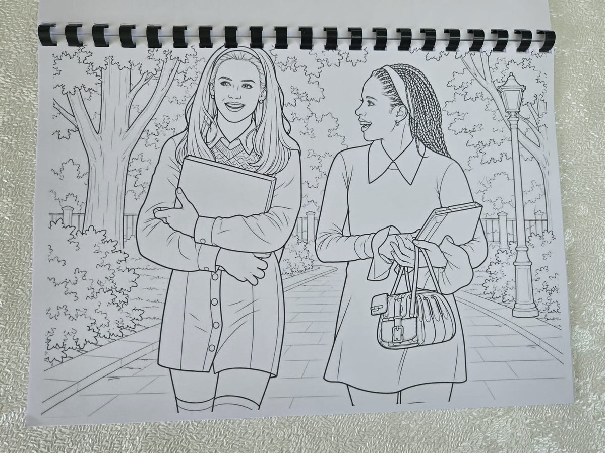 Clueless colouring book school friends scene