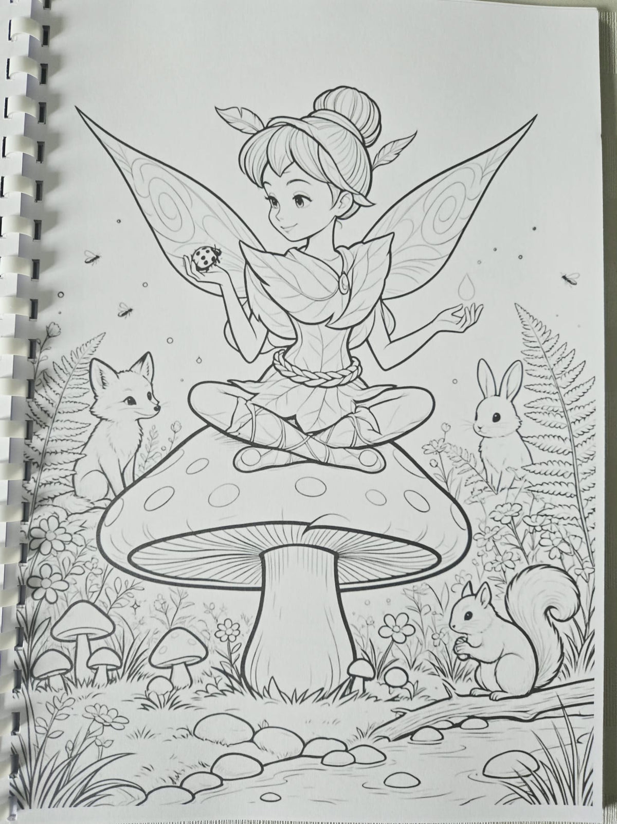 Tinkerbell colouring book fairy on mushroom page