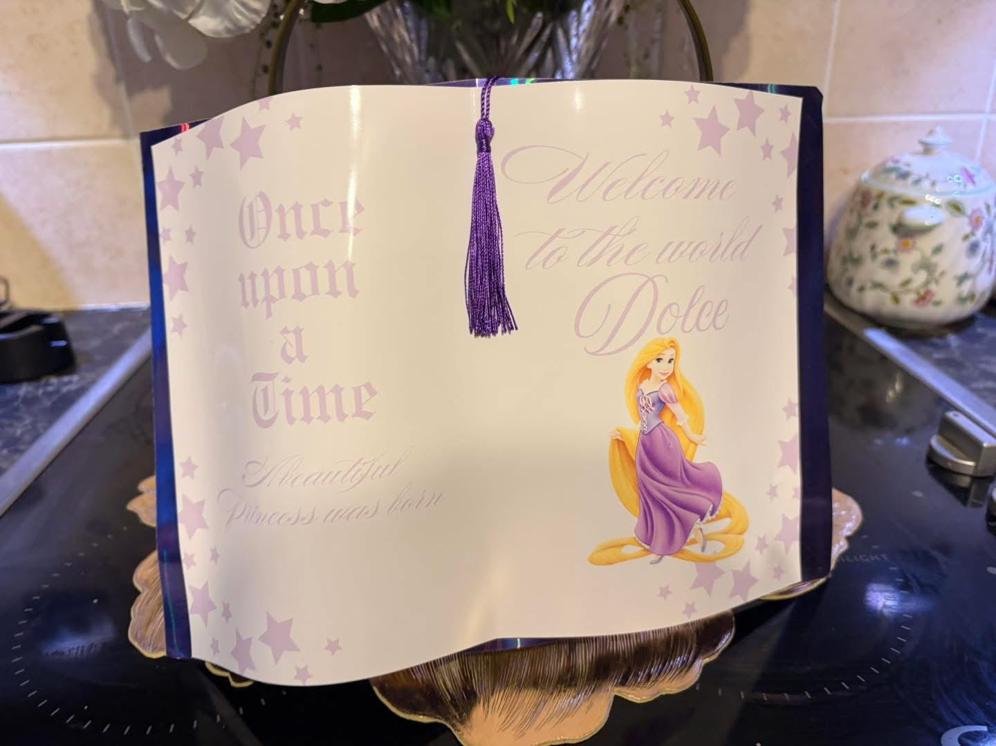 Rapunzel Book Prop Birth Announcement