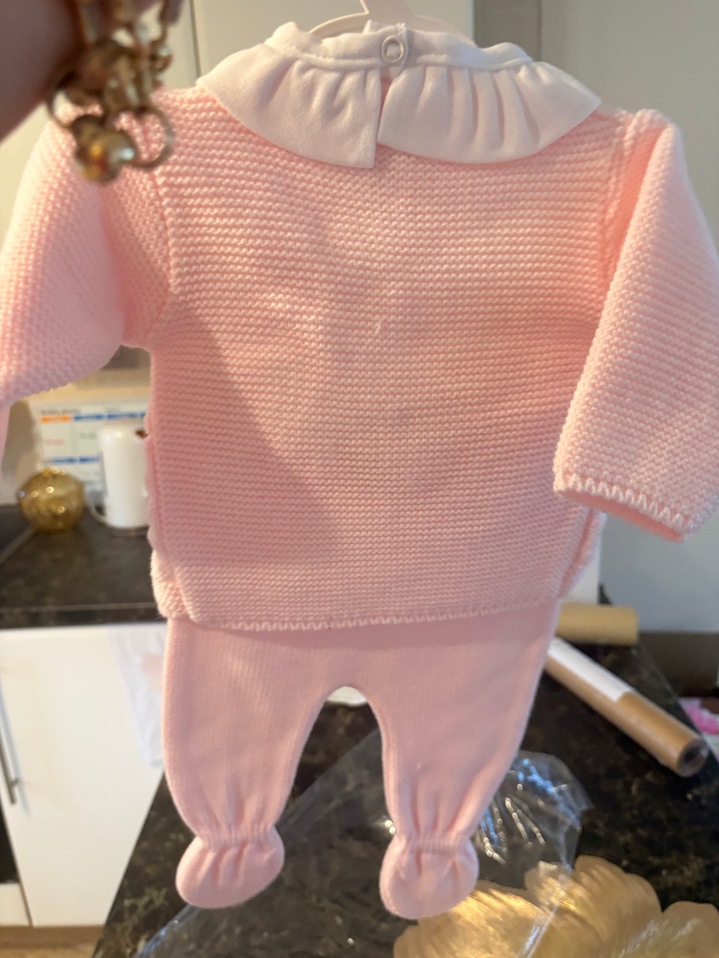 Spanish Knitted Baby Girls 3-Piece Set – Blush Pink