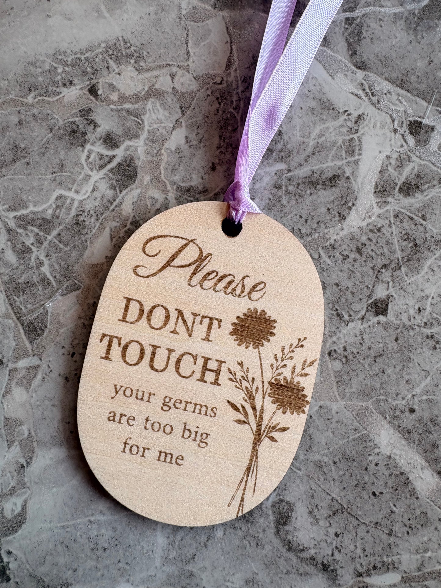 Please Don’t Touch Pram Tag | Wooden Baby Car Seat Hanger | Newborn Germs Warning Sign