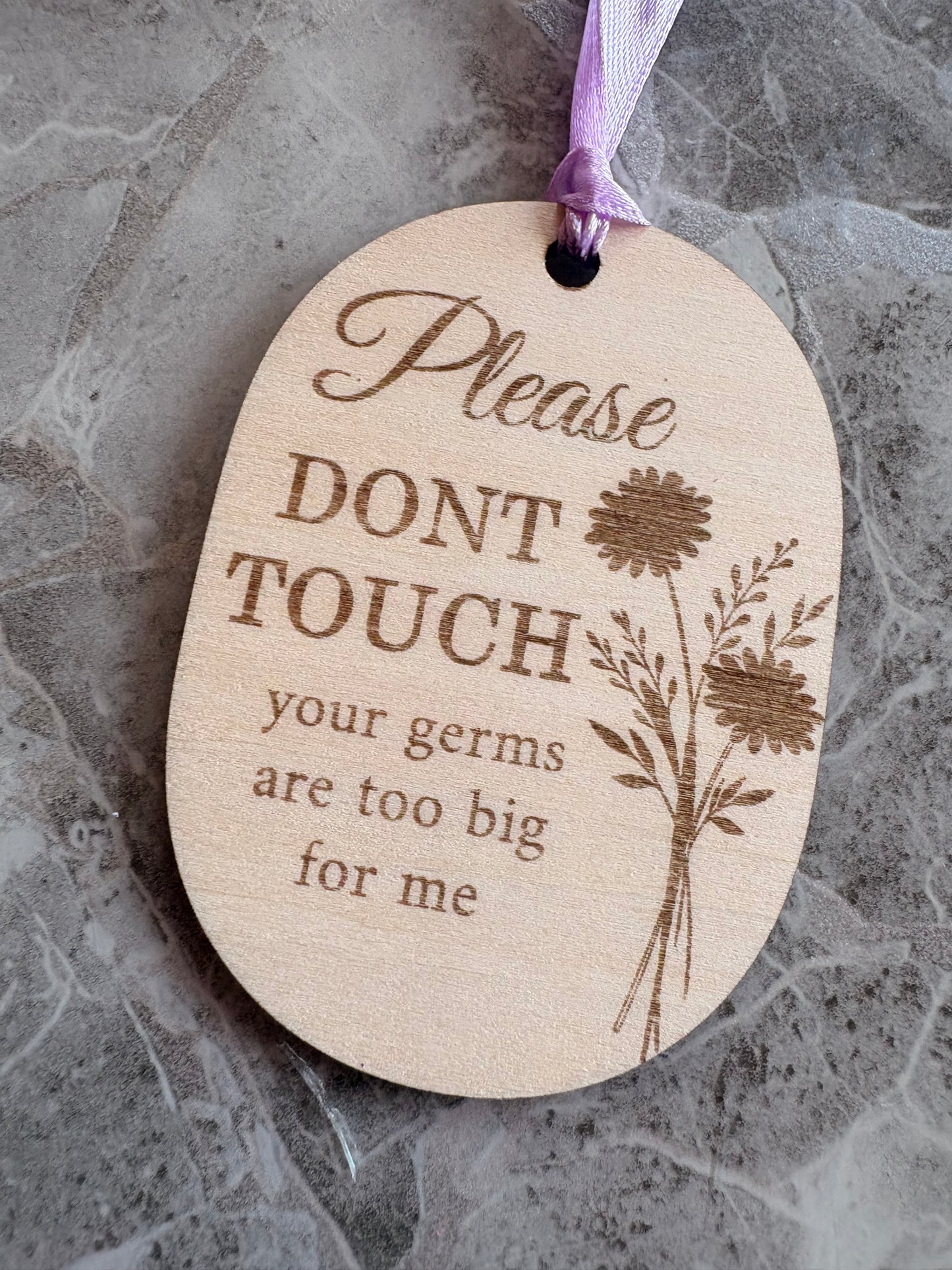 Please Don’t Touch Pram Tag | Wooden Baby Car Seat Hanger | Newborn Germs Warning Sign