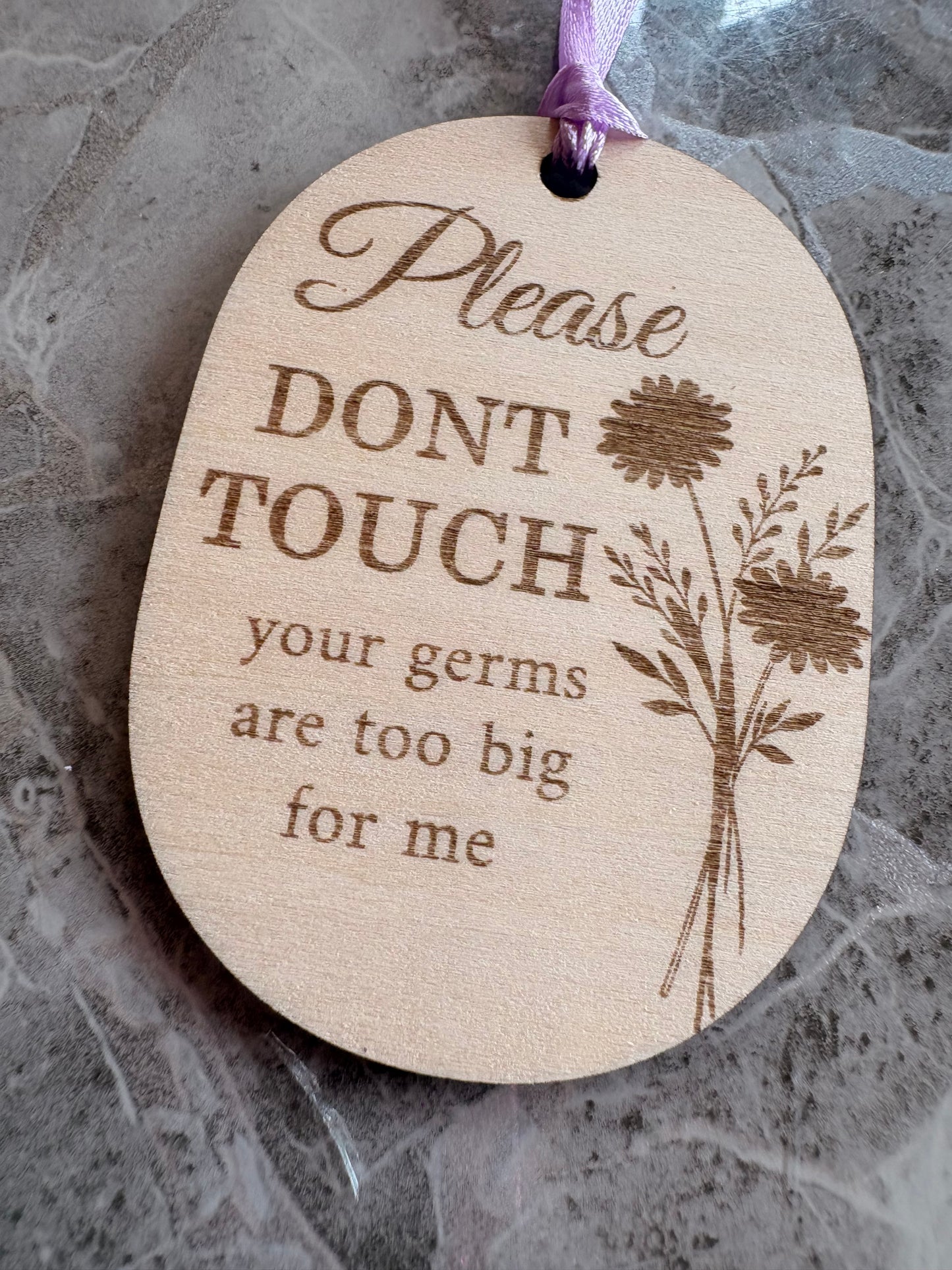 Please Don’t Touch Pram Tag | Wooden Baby Car Seat Hanger | Newborn Germs Warning Sign