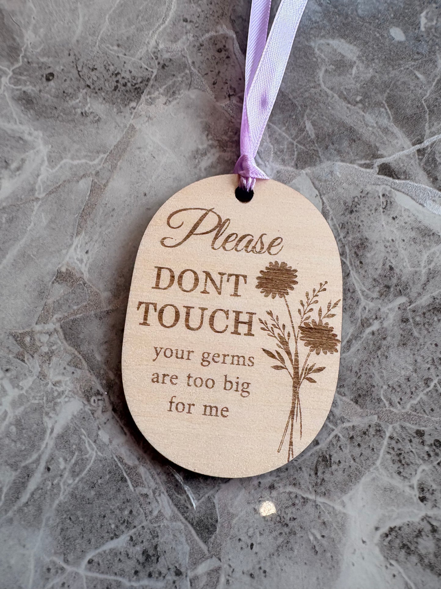 Please Don’t Touch Pram Tag | Wooden Baby Car Seat Hanger | Newborn Germs Warning Sign