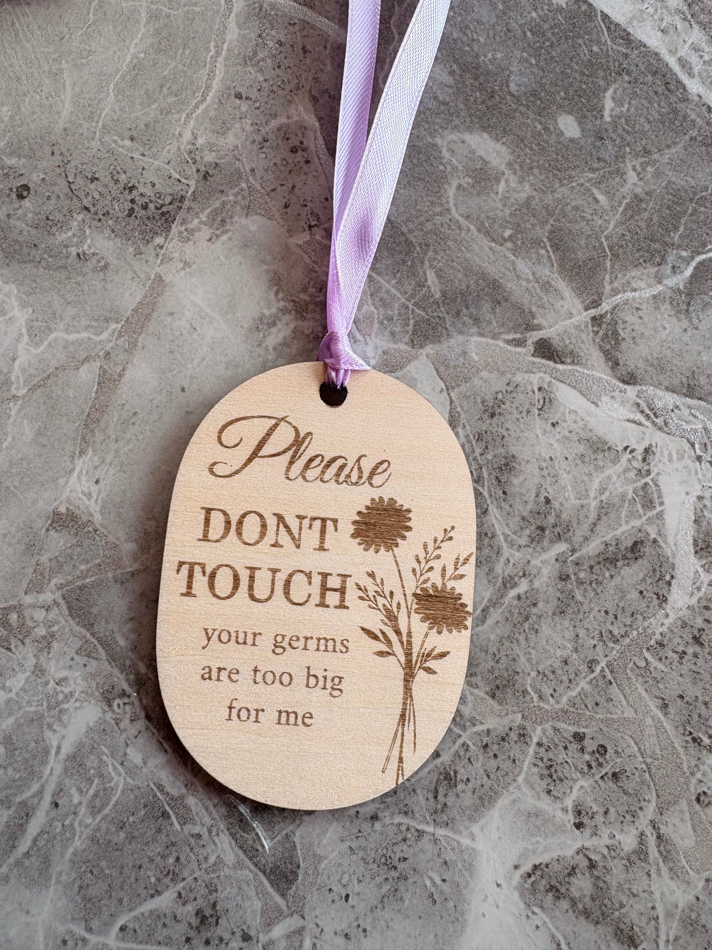 Please Don’t Touch Pram Tag | Wooden Baby Car Seat Hanger | Newborn Germs Warning Sign