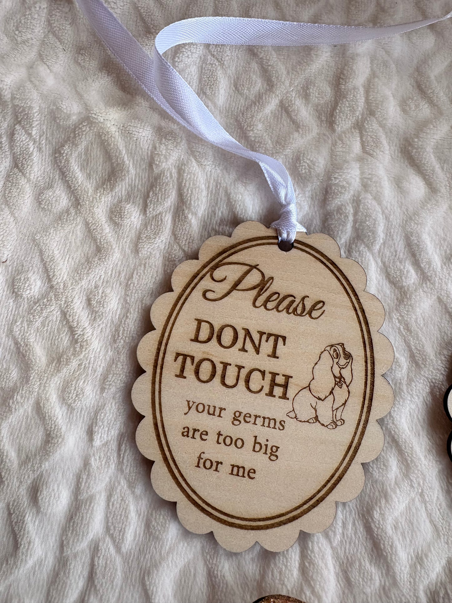Please Don’t Touch Baby Pram Tag | Wooden Car Seat Hanger | Personalised Newborn Sign