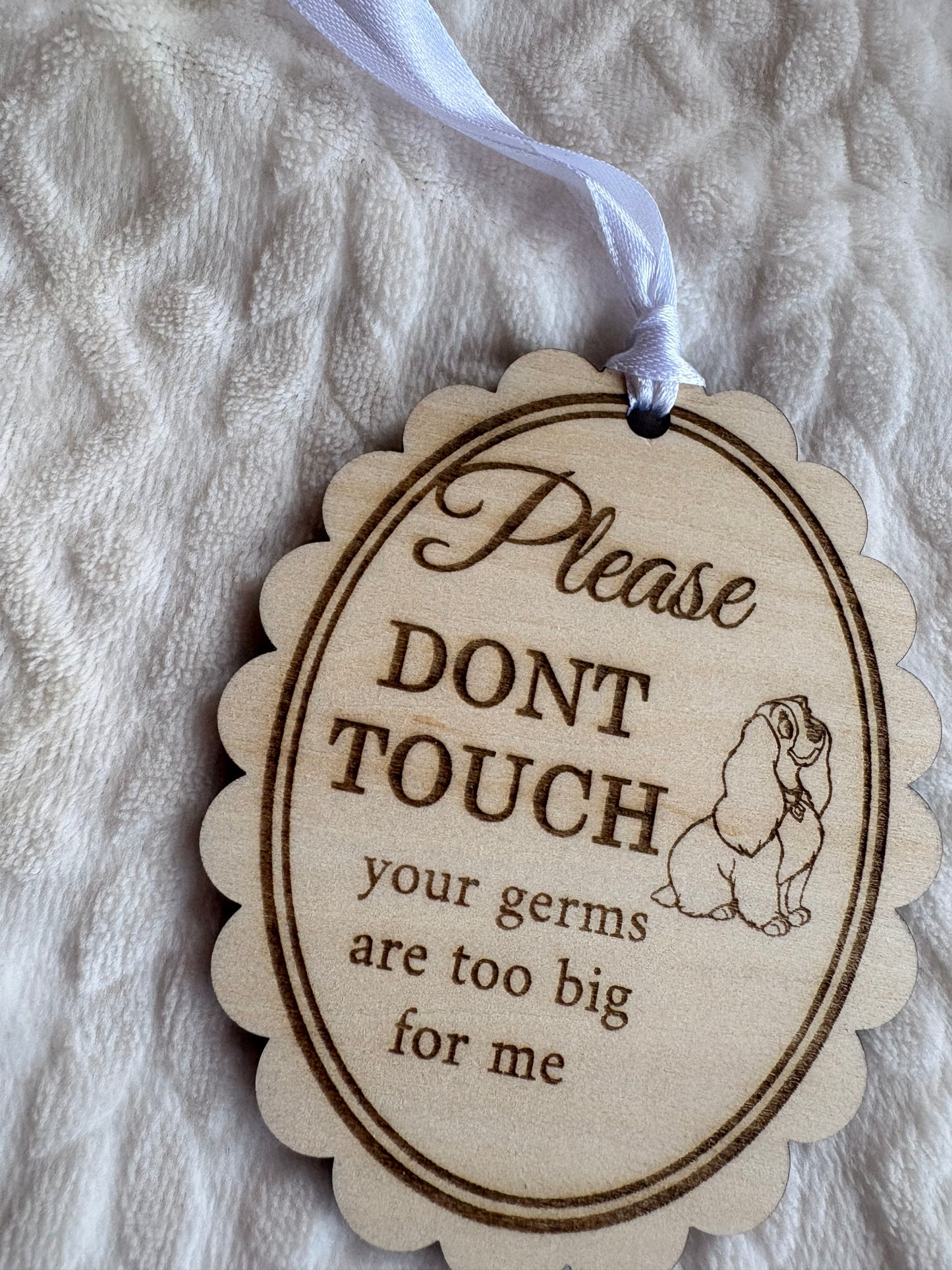 Please Don’t Touch Baby Pram Tag | Wooden Car Seat Hanger | Personalised Newborn Sign