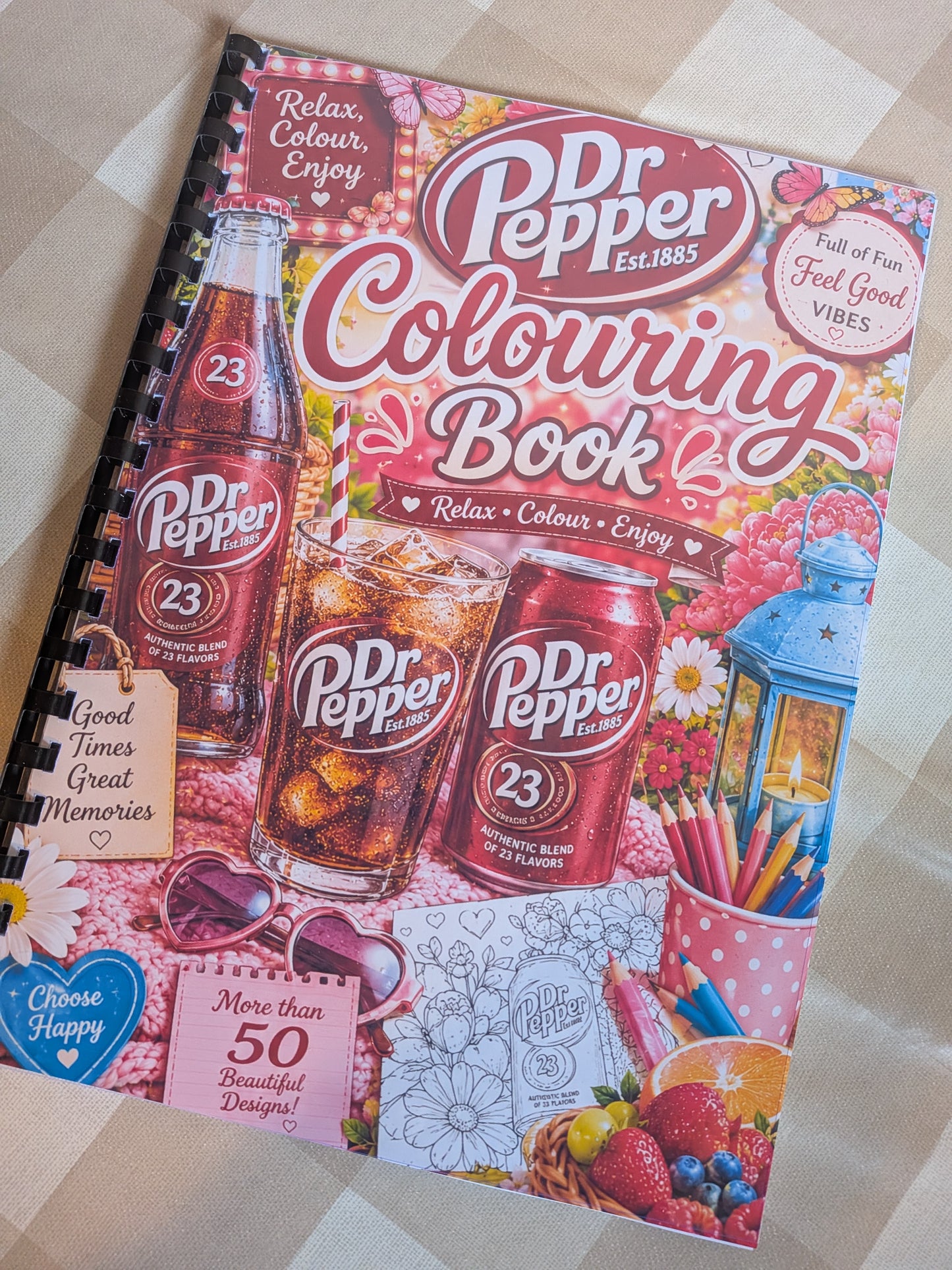 Dr Pepper Inspired Colouring Book for Adults & Teens | Soft Drink Fan Gift | A4 Colouring Book