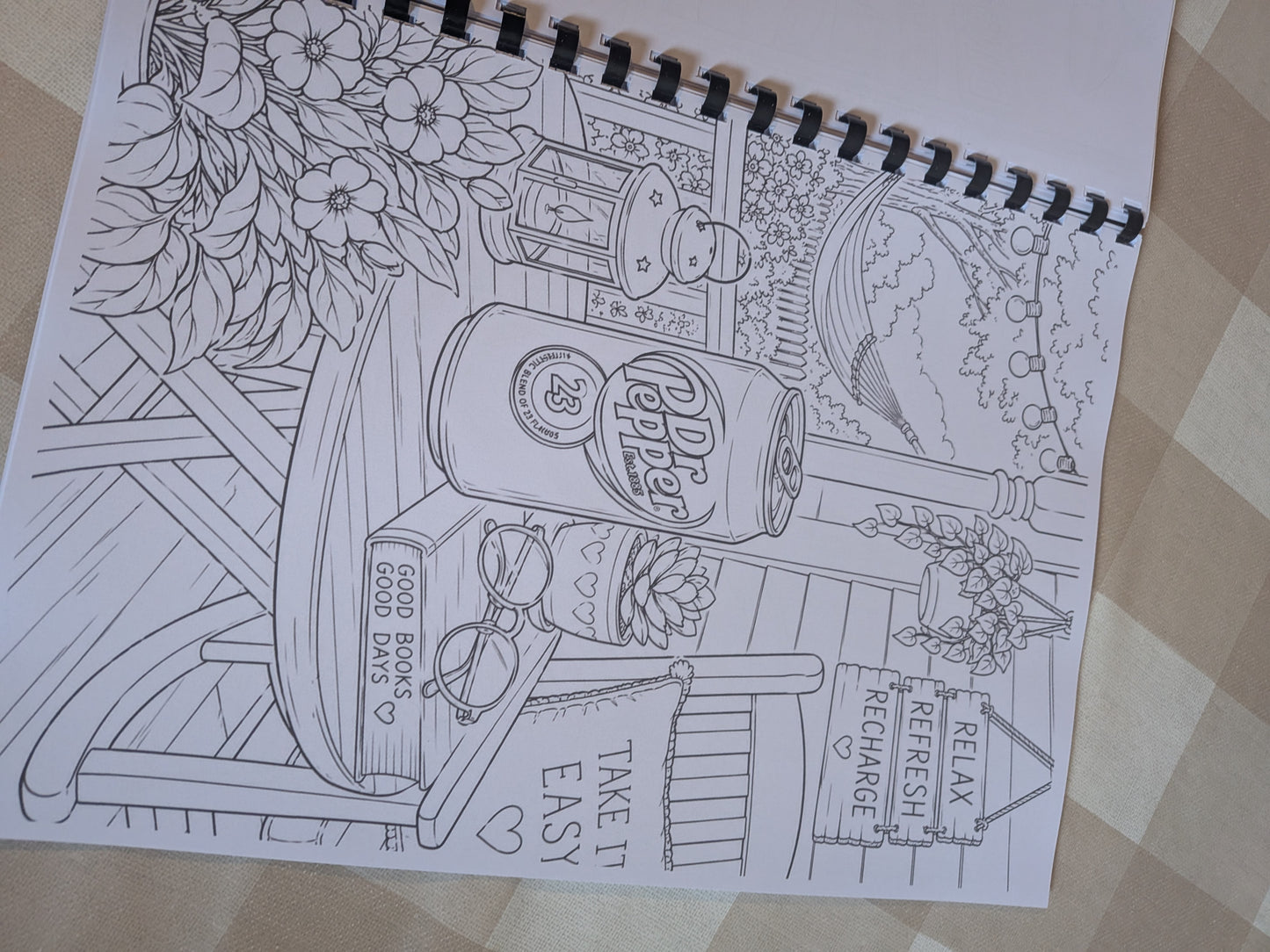Dr Pepper Inspired Colouring Book for Adults & Teens | Soft Drink Fan Gift | A4 Colouring Book