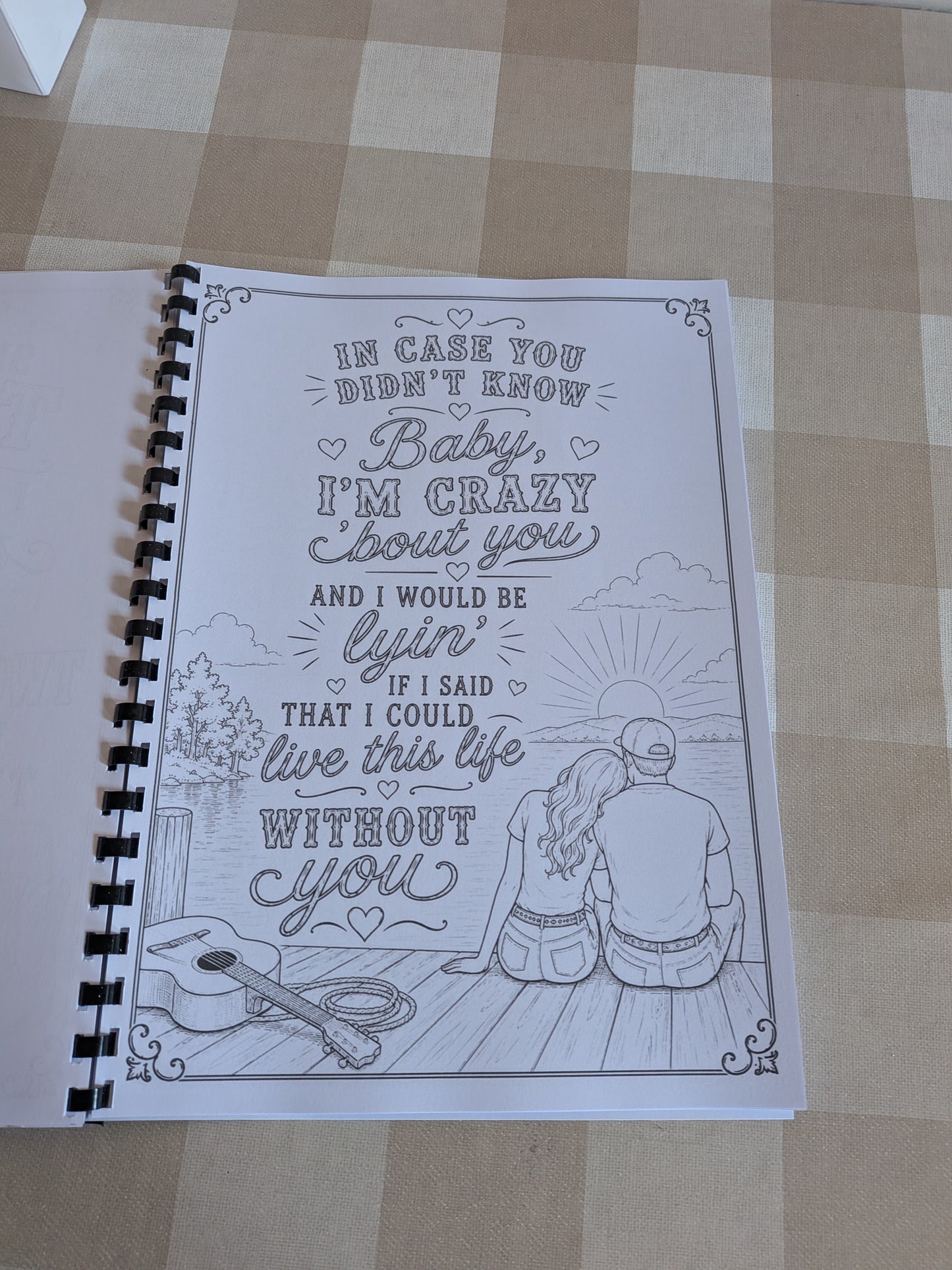 Country Lyrics Colouring Book | Country Music Inspired Colouring Book | A4 Country Fan Colouring Book