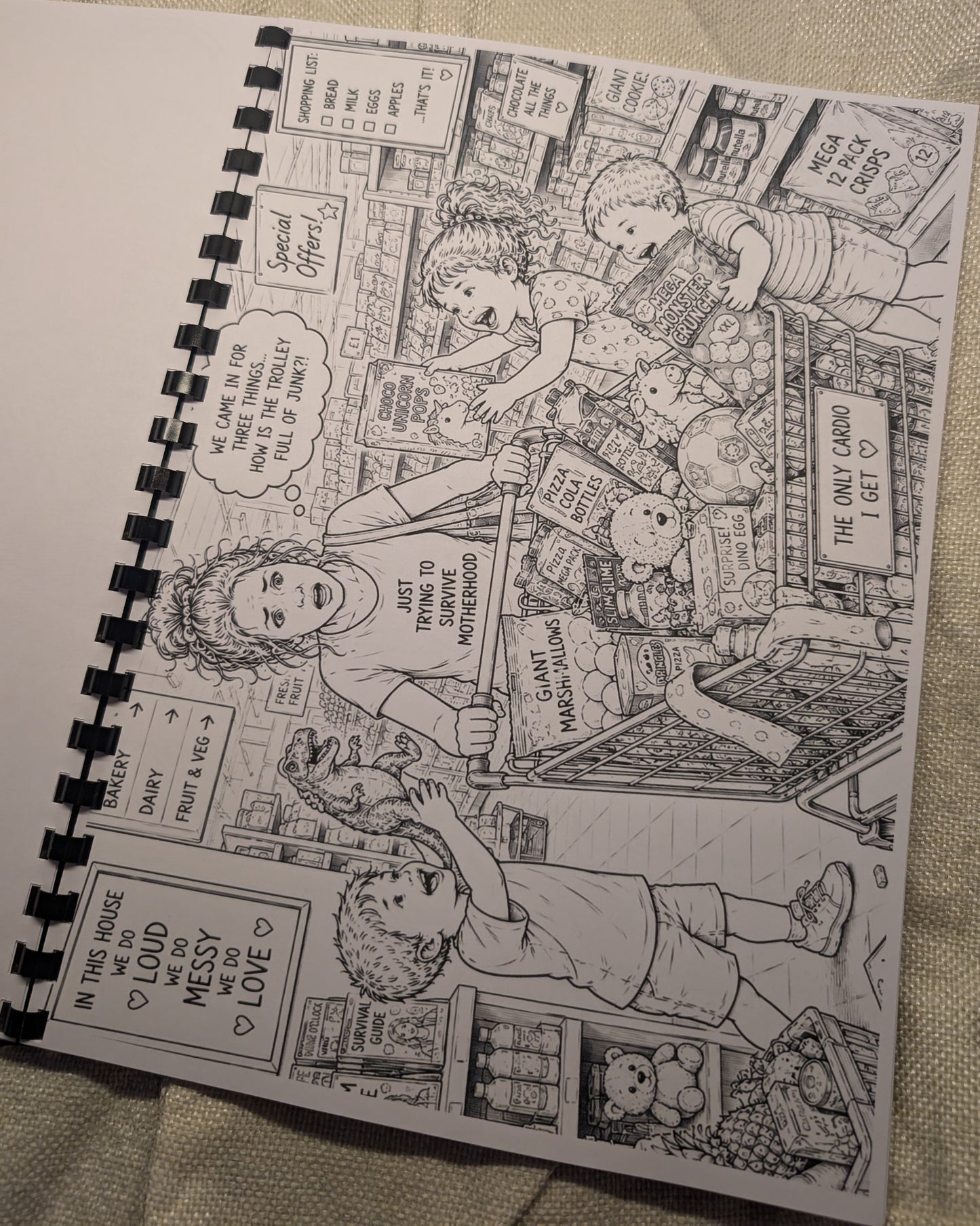 Mum’s Chaos Colouring Book – A4 Printed Funny Mum Life Colouring Book
