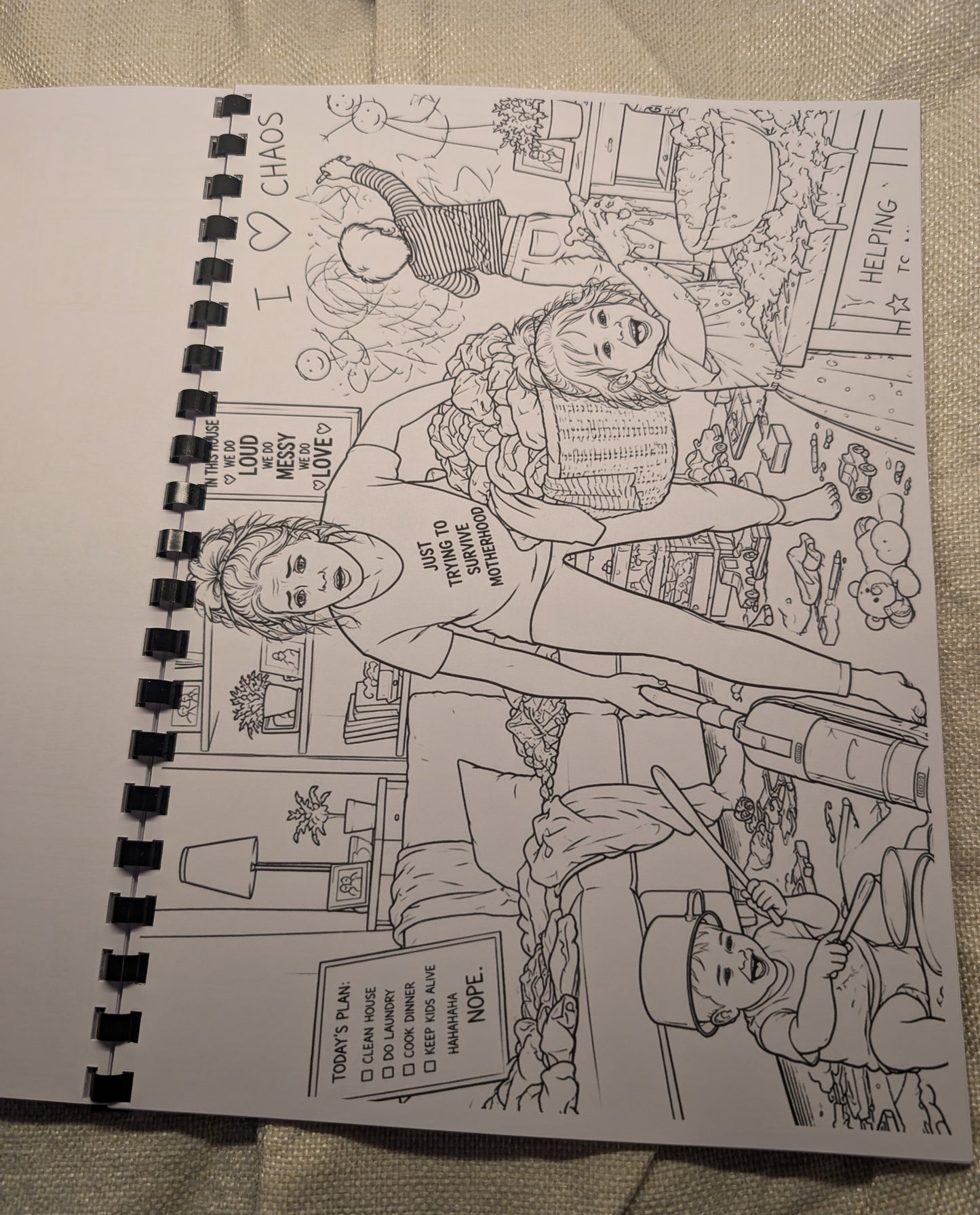 Mum’s Chaos Colouring Book – A4 Printed Funny Mum Life Colouring Book
