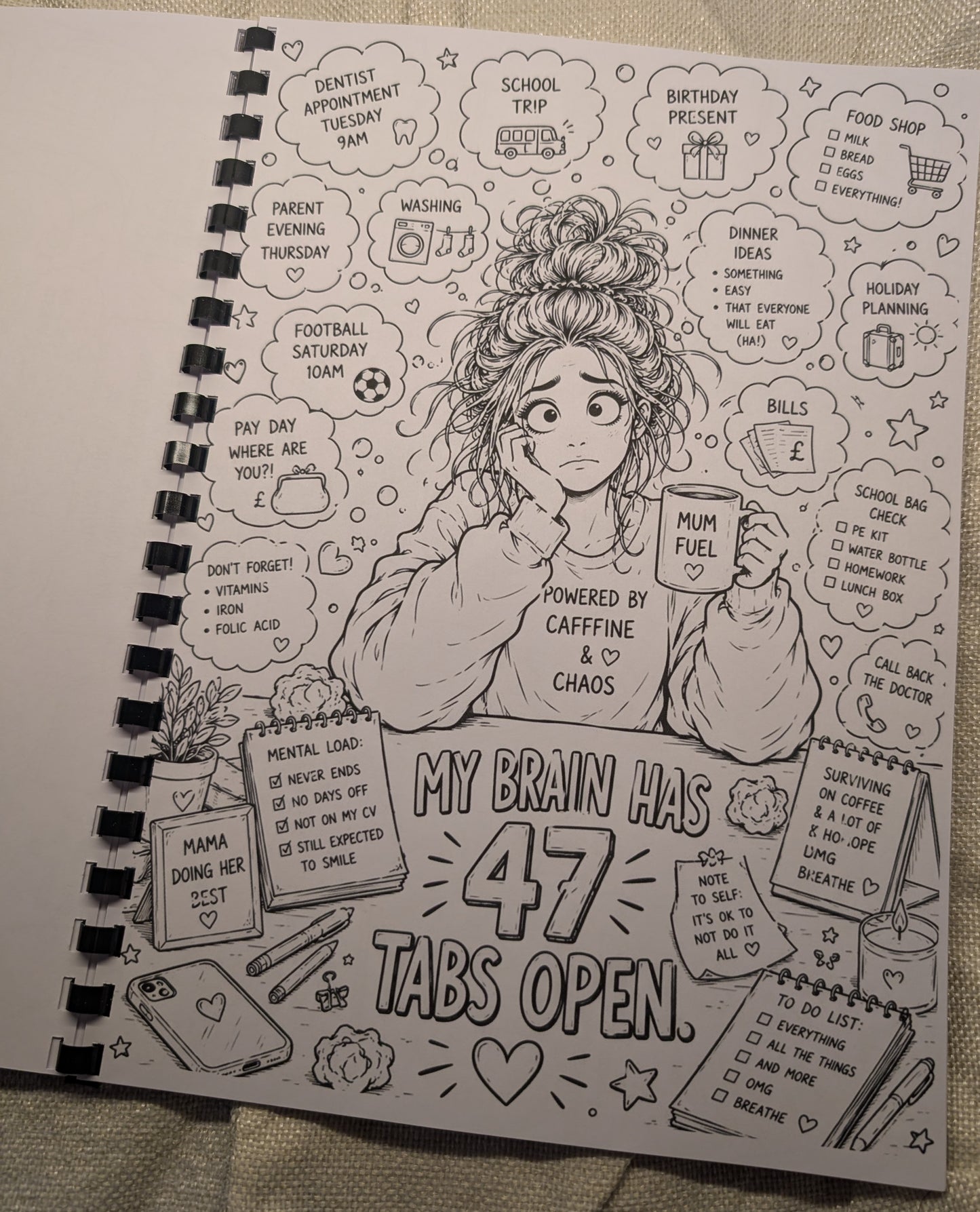 Mum’s Chaos Colouring Book – A4 Printed Funny Mum Life Colouring Book