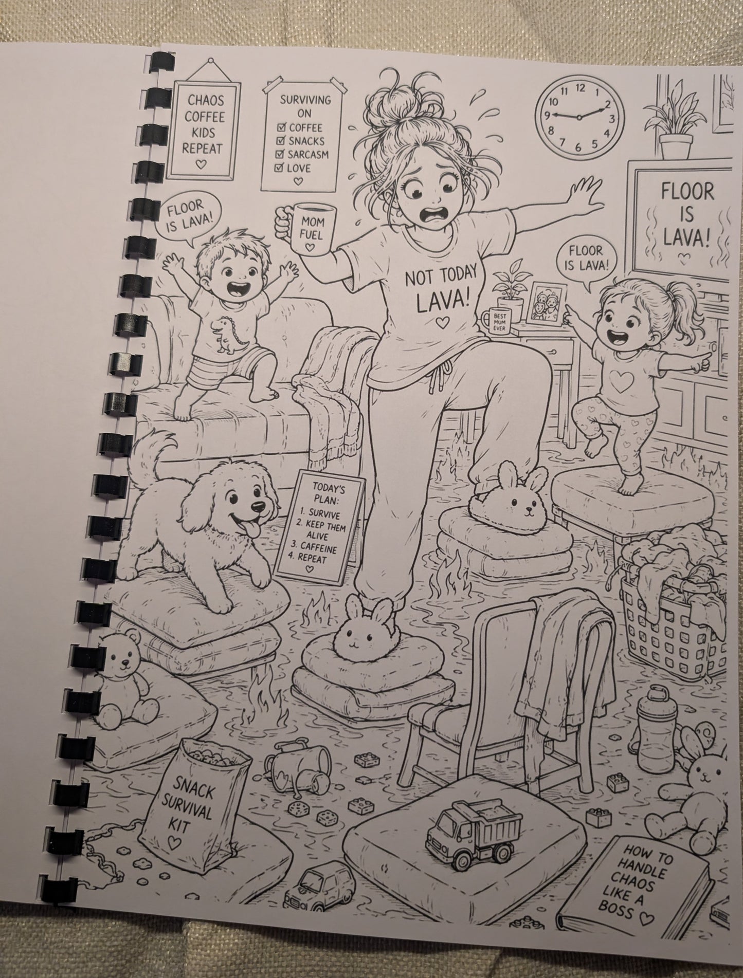 Mum’s Chaos Colouring Book – A4 Printed Funny Mum Life Colouring Book
